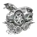 wheels Camaro car tattoo design idea