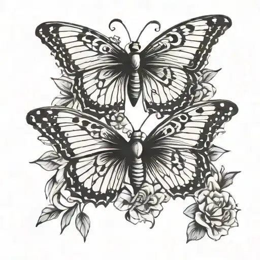 two butterflies  tattoo design idea