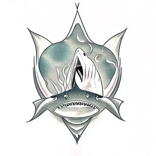 2 shark fins with bubbles and the words hell of a ride tattoo design idea