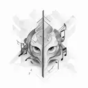 A hauntingly elegant composition of musical notes morphing into computer code tattoo design idea