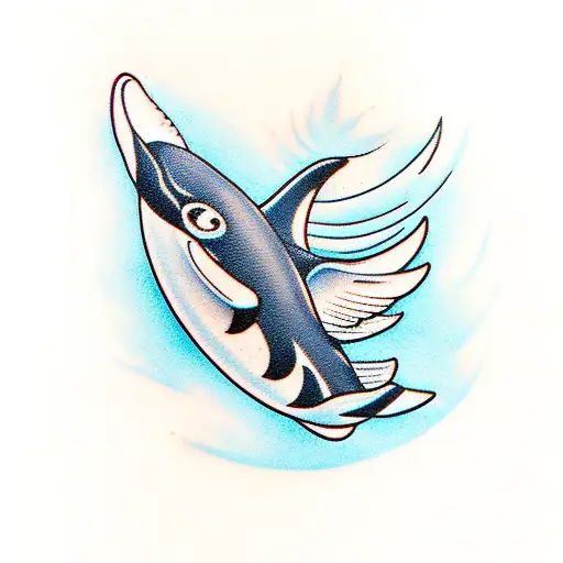 orca with wings tattoo design idea