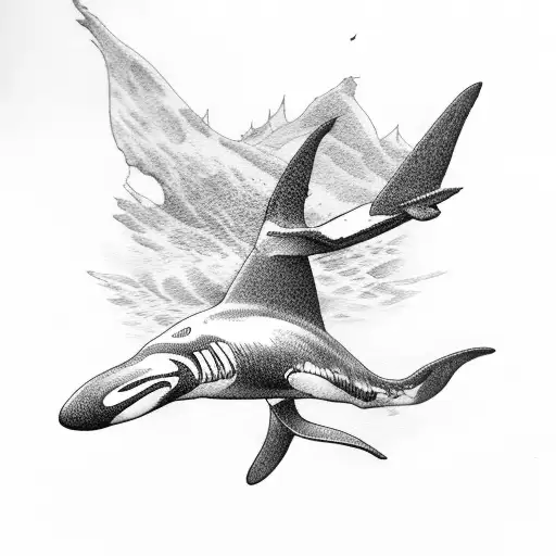 orca with raven wings tattoo design idea