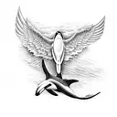 orca with wings tattoo design idea