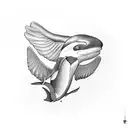 orca with wings tattoo design idea