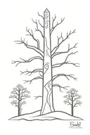 tree and totem pole tattoo design idea