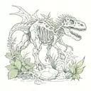 dinosaur bones and plants  tattoo design idea