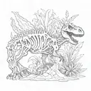 dinosaur bones and plants  tattoo design idea