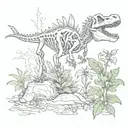 dinosaur bones and plants  tattoo design idea
