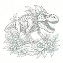 dinosaur bones and plants  tattoo design idea
