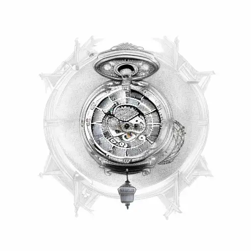  sleeve grandfather clock with 0625 on the clock,  surrounded by pocket watches tattoo design idea