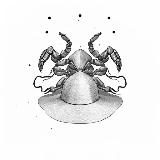 A stylish scorpion wearing a fashionable hat tattoo design idea