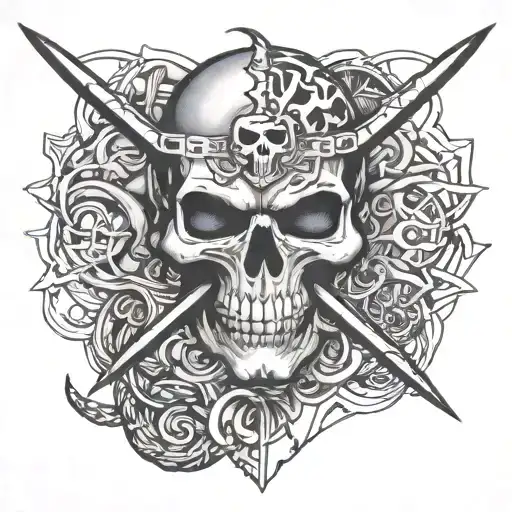 black sabbath and metal gear solid bandanna tattoo design idea