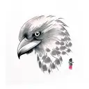crow with trees and red accent around, fore ARM size tattoo design idea