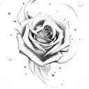 rose with dancing couple tattoo design idea
