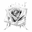 rose with dancing couple tattoo design idea