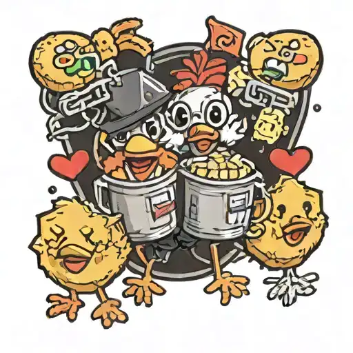 2 cute chicken nuggets with arms  tattoo design idea