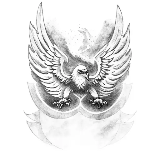 Eagle spreading wings with "Aquila Graece" Inscription  tattoo design idea