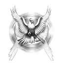 Eagle spreading wings with words aquila graece below tattoo design idea