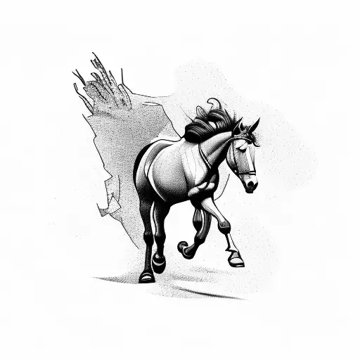 horse running tattoo design idea
