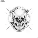 skull with wrench crossbones tattoo design idea
