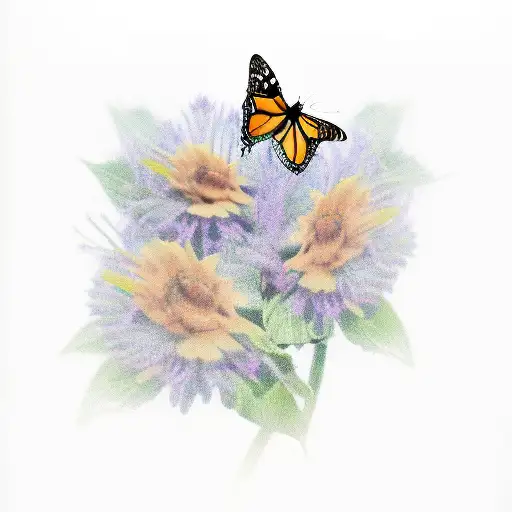 Flowers turning into Monarch butterflies tattoo design idea