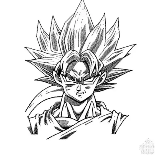 Goku in front of 4 star dragonball tattoo design idea