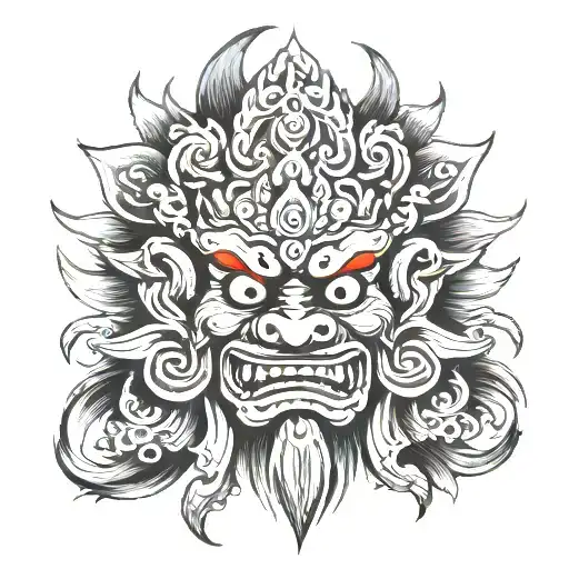 black colour mahakala face tattoo design idea
