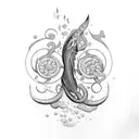 An intricate water-themed sleeve tattoo featuring marine life and musical notes tattoo design idea