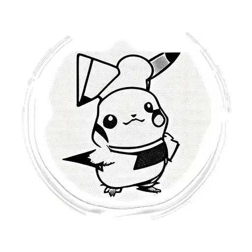 Pikachu as a master chef cooking a delicious meal tattoo design idea