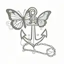 anchor with one butterfly tattoo design idea