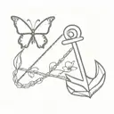 anchor with one butterfly tattoo design idea