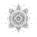 Dot work mandala with massage tools incorporated tattoo design idea