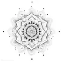 Dot work mandala with massage tools incorporated tattoo design idea