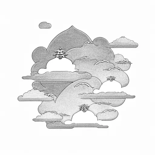 japanese clouds with a samurai tattoo design idea