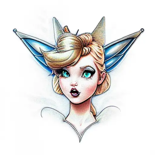 Steampunk tinkerbell tattoo design idea
