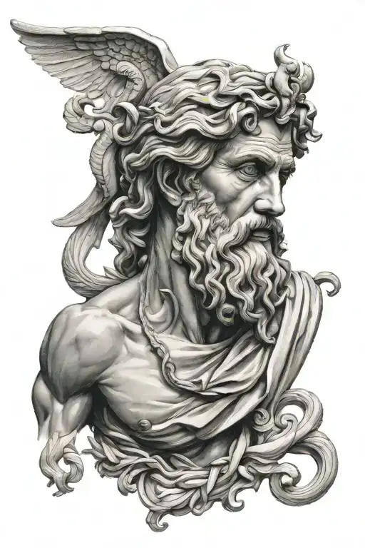 asclepius god holding tattoo design idea