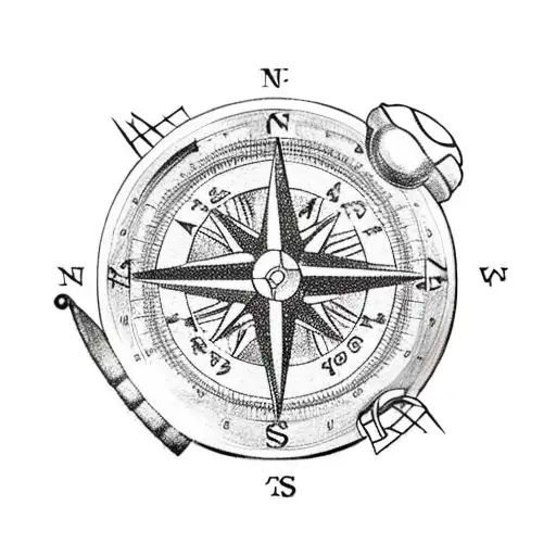 A hockey puck morphing into a compass needle, symbolizing the client's dedication to both sports and travel tattoo design idea