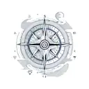 A serene mountain landscape with a hidden compass integrated into the design, symbolizing the client's love for hiking and nature tattoo design idea