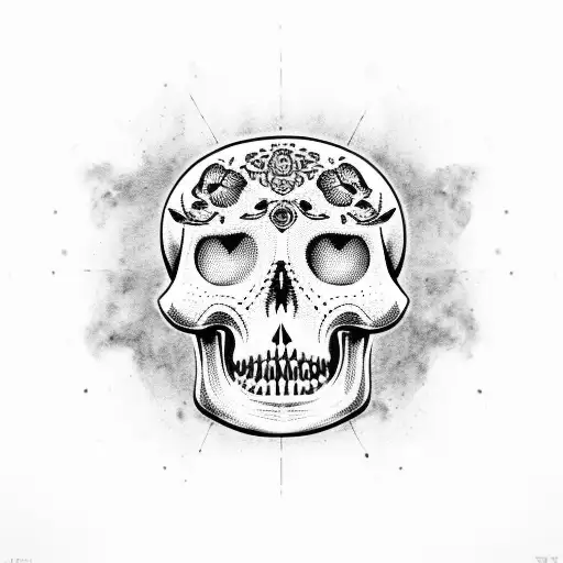 calavera con espadas tattoo design idea