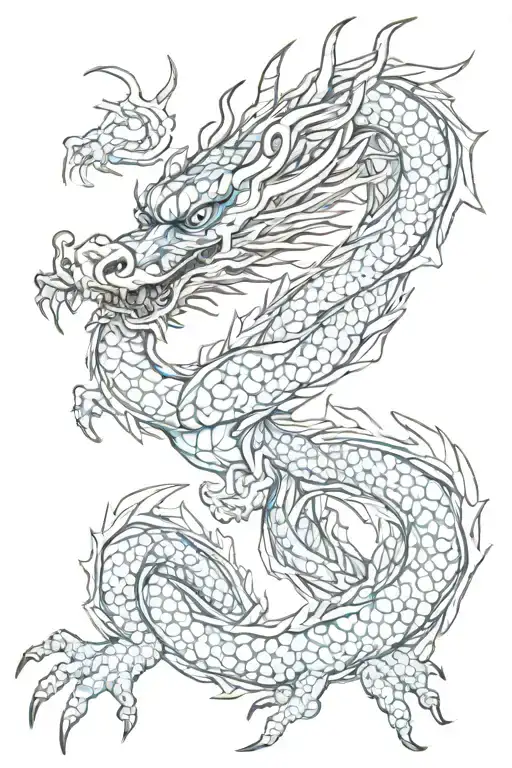 chinese blue dragon tattoo design idea