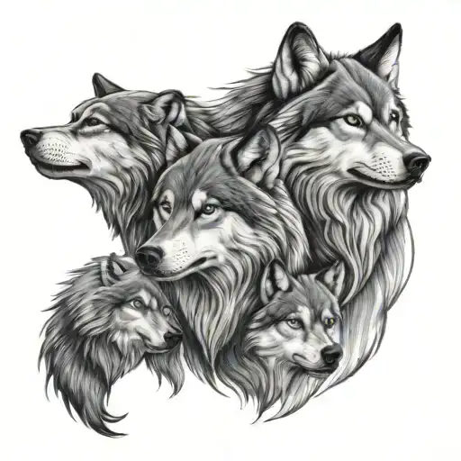 three head of wolves tattoo design idea