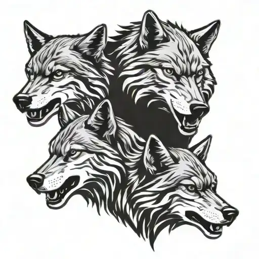 three head of wolves like drakulas logo tattoo design idea