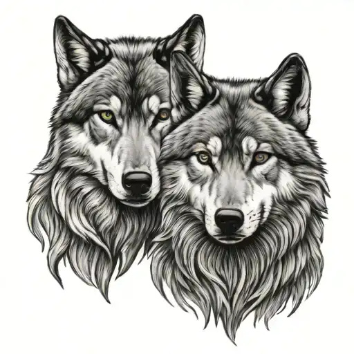 3 head of wolves  tattoo design idea