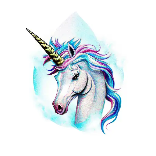 mystic unicorn with bootle of wine tattoo design idea