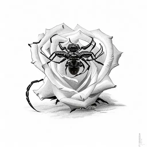 scorpion with rose tattoo design idea