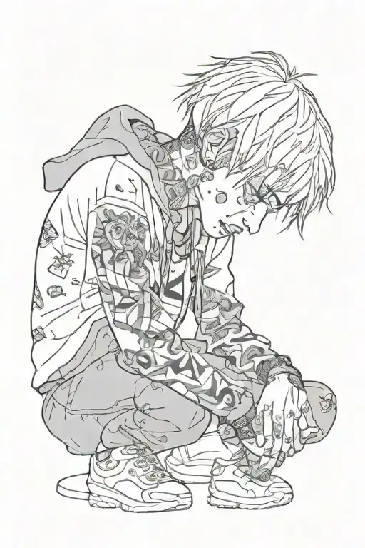 lil peep crying tattoo design idea