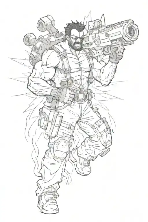 serious sam and kamikaze tattoo design idea