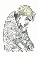 lil peep crying tattoo design idea