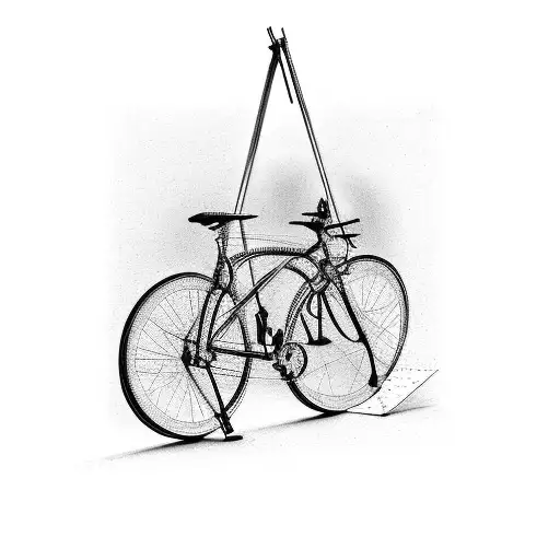 a easel with a canvas with a drawing of a bike tattoo design idea