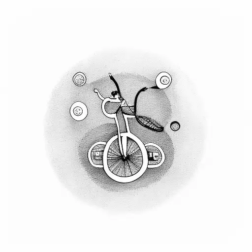 a canva with a paint of a bicycle  tattoo design idea